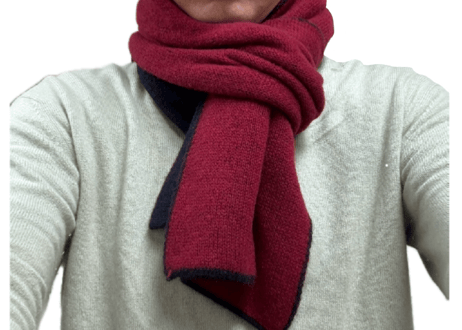 NEW! 日本製　カシミヤ100％ リバーシブルニットマフラー　elalto（エルアルト）WINE/NAVY