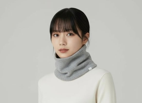 日本製　カシミヤ100％ リブスヌード elalto（エルアルト) GREY 朝日新聞掲載商品 日本製 カシミヤ100％ リブスヌード elalto