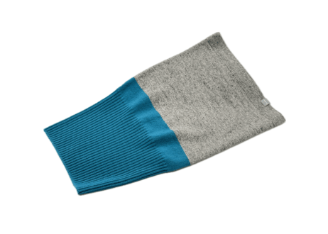 日本製　カシミヤ100％ リブスヌードBICOLOR elalto（エルアルト）LIGHT GREY/AQUA