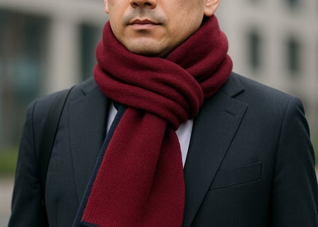 NEW! 日本製　カシミヤ100％ リバーシブルニットマフラー　elalto（エルアルト）WINE/NAVY