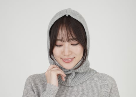 日本製　カシミヤ100% フーディスヌード(バラクラバ) el alto エルアルト ICE GREY