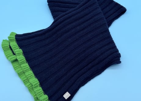 日本製　カシミヤ100% 限定カラー チビマフラー el alto エルアルト NAVY/GRASS GREEN