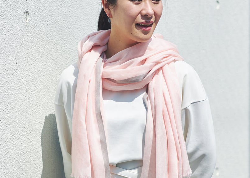 超極細カシミヤ100% 極薄超大判ストール「NAGI」カラー/サクラ