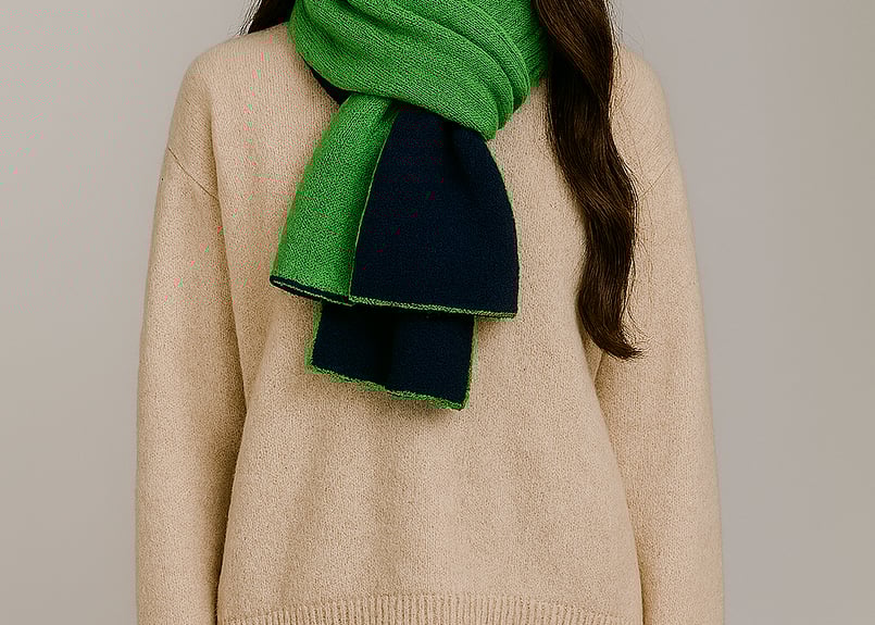 NEW! 日本製 カシミヤ100％ リバーシブルニットマフラー elalto