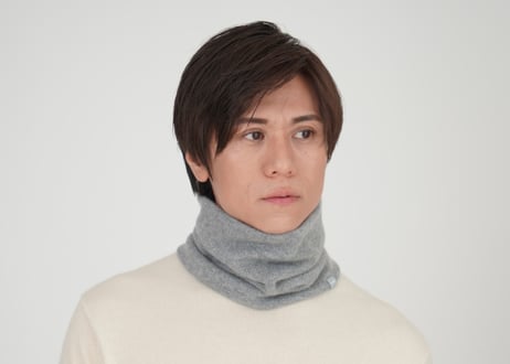 日本製　カシミヤ100％ リブスヌード elalto（エルアルト) GREY