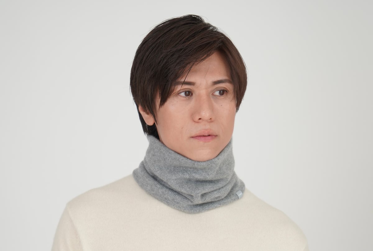 日本製　カシミヤ100％ リブスヌード elalto（エルアルト) GREY 朝日新聞掲載商品 日本製 カシミヤ100％ リブスヌード elalto