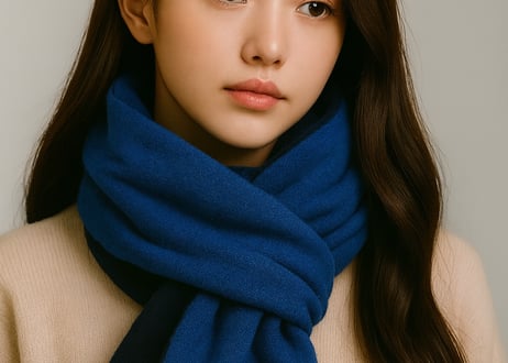 NEW! 日本製　カシミヤ100％ リバーシブルニットマフラー　elalto（エルアルト）BLUE/NAVY