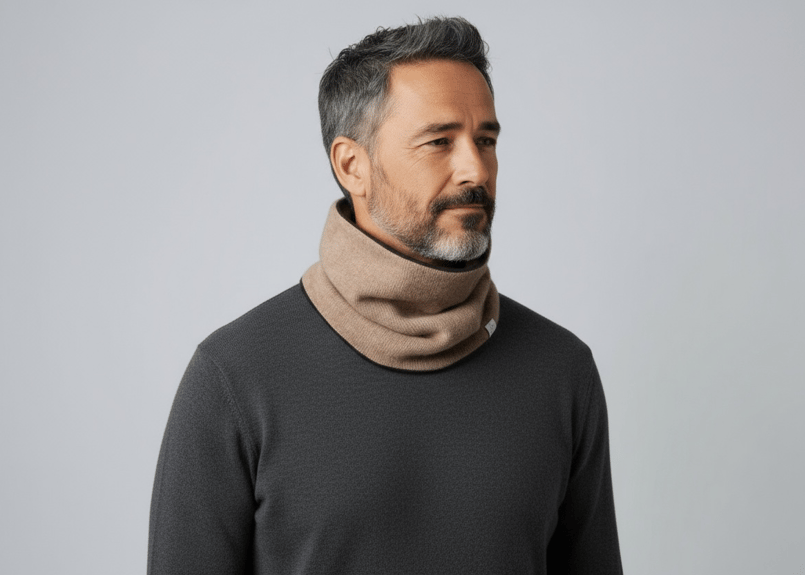 日本製 究極ベビーカシミヤ100％ スヌード リバーシブル elalto