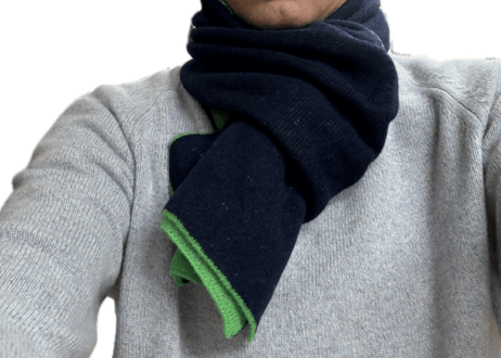 NEW! 日本製　カシミヤ100％ リバーシブルニットマフラー　elalto（エルアルト）GREEN/NAVY