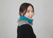 日本製　カシミヤ100％ リブスヌードBICOLOR elalto（エルアルト）LIGHT GREY/AQUA