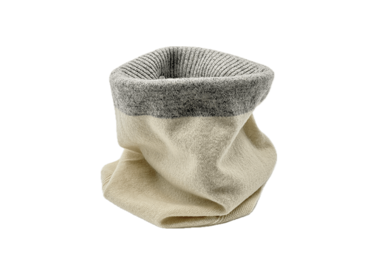 日本製 カシミヤ100％ リブスヌードBICOLOR elalto（エルアルト