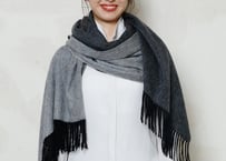 最高級「龍紋」ダブルフェイスカシミヤ100%超大判ストール「CHARCOLE×GREY」