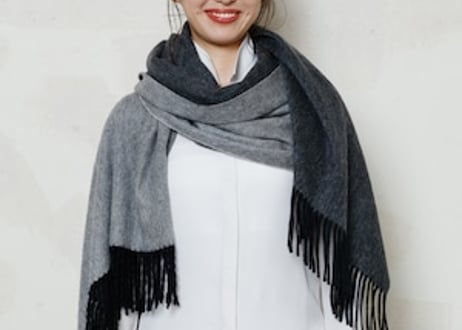 最高級「龍紋」ダブルフェイスカシミヤ100%超大判ストール「CHARCOLE×GREY」