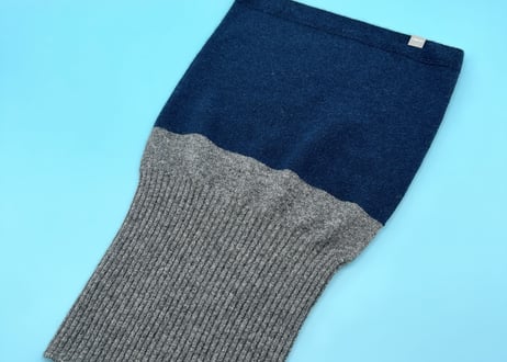 日本製　カシミヤ100％ リブスヌードBICOLOR elalto（エルアルト）NAVY/CHARCOAL