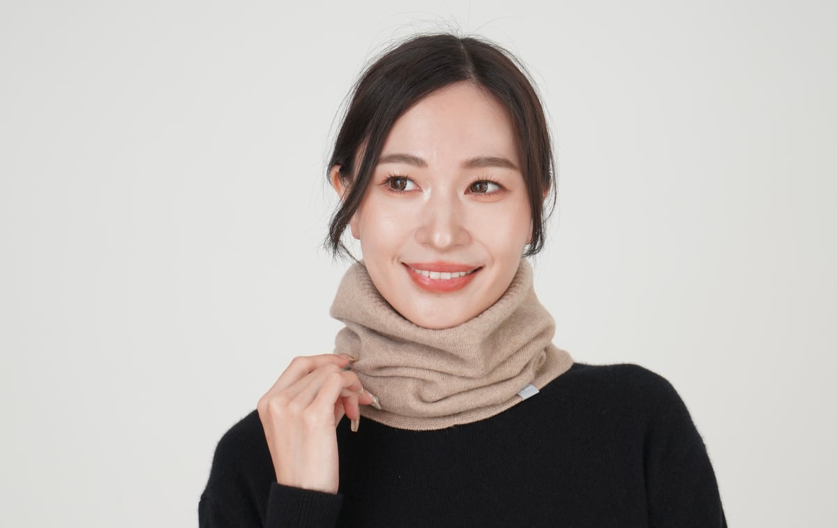 朝日新聞掲載商品 日本製 カシミヤ100％ リブスヌード elalto