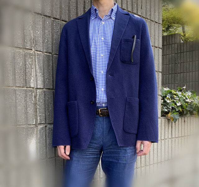 日本製 ウール100％ 無縫製 インレー ニットジャケット elalto