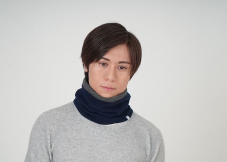 日本製　カシミヤ100％ リブスヌードBICOLOR elalto（エルアルト）NAVY/CHARCOAL