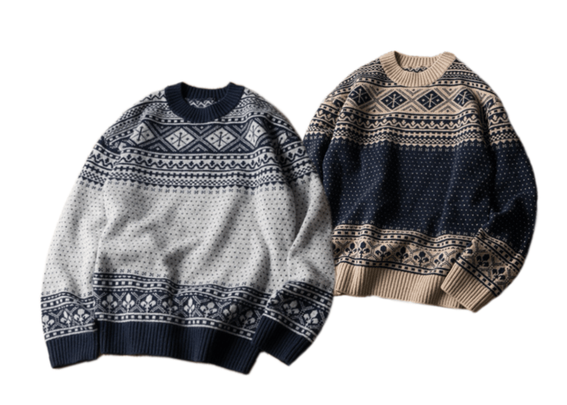 日本製 カシミヤ100% 肉厚ミドルゲージ フェアアイル ジャガード