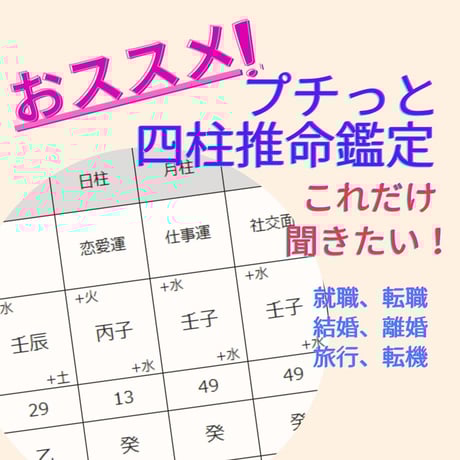 超おススメ！プチ鑑定【四柱推命霊視鑑定】