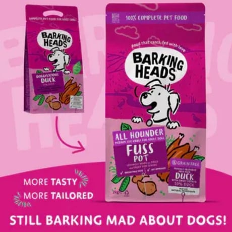 バーキングヘッズ　グレインフリー　ドギー・リシャス　ダック 全犬種成犬用12kg　バーキングヘッズウェットフードプレゼント！