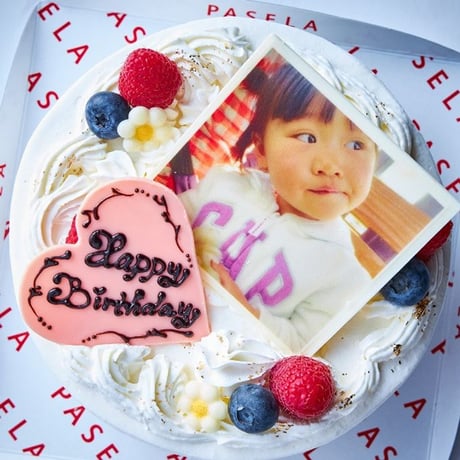 ホワイトクリーム写真ケーキ