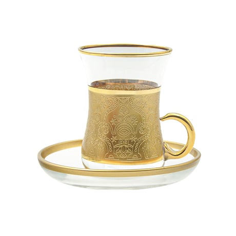 チャイグラス (トルコの紅茶グラス・取手付き) ゴールドAYSB0015