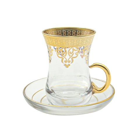 チャイグラス (トルコの紅茶グラス・取手付き) ゴールド AYSB0018