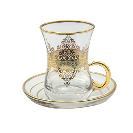 チャイグラス (トルコの紅茶グラス・取手付き)  ゴールドAYSB0016