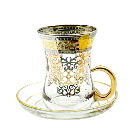 チャイグラス (取手付き) ティーグラス ティーカップ ゴールド金メッキの トルコの AYSB005