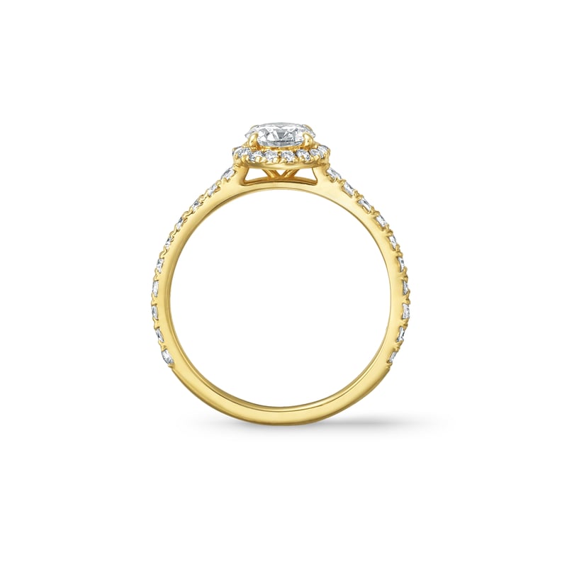 中石0.5ct K18YG ヘイローリング F VS2 3EXHC♡ | Kai.k jewelry