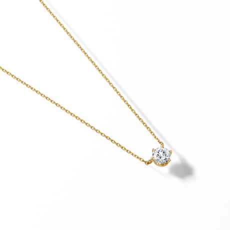 【0.3ct/6本爪】K18YG/一粒ダイヤネックレス 3EX
