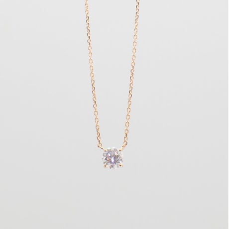【0.3ct/4本爪】K18YG/一粒ダイヤネックレス 3EX