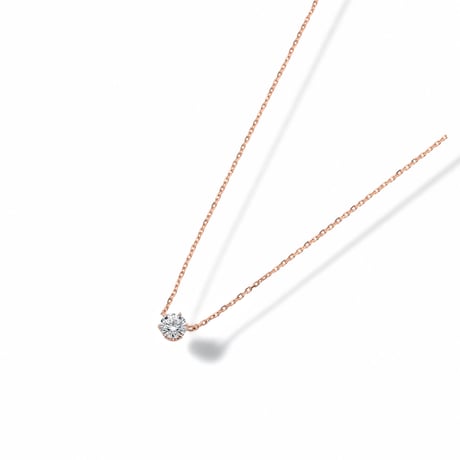 【0.3ct/6本爪】K18PG/一粒ダイヤネックレス 3EX