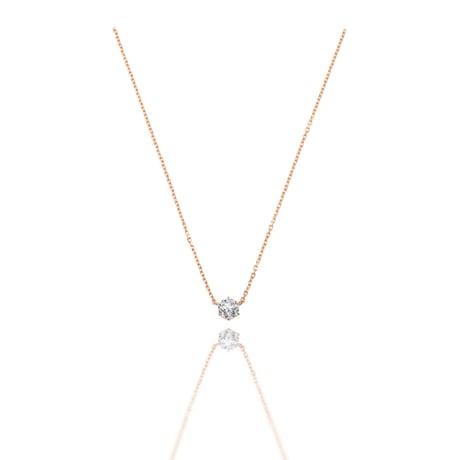 【0.3ct/6本爪】K18PG/一粒ダイヤネックレス 3EX