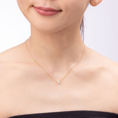 【0.3ct/6本爪】K18YG/一粒ダイヤネックレス 3EX