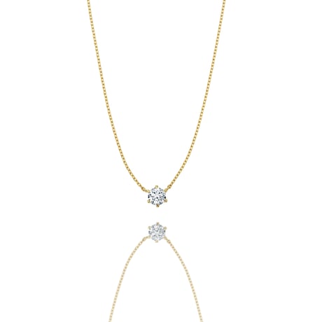 【0.3ct/6本爪】K18YG/一粒ダイヤネックレス 3EX