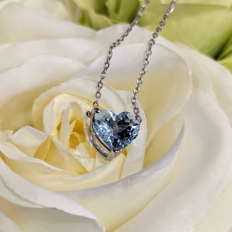 2ct upアクアマリンハートシェイプネックレス | Kai.k jewelry