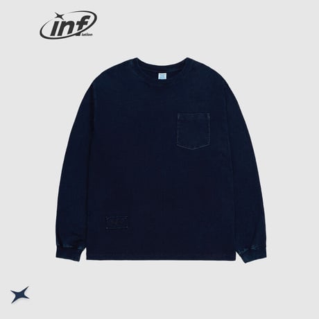 ポケット付き デニム地ロングＴシャツP12488--087-SE-y