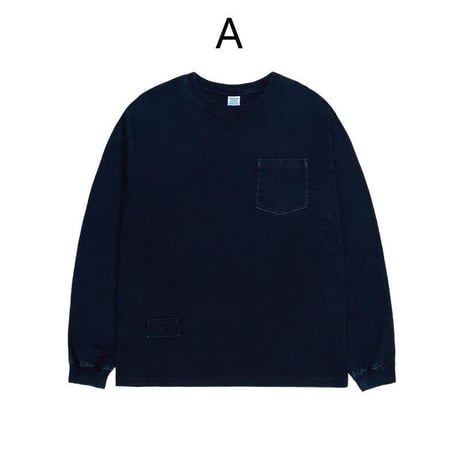 ポケット付き デニム地ロングＴシャツP12488--087-SE-y
