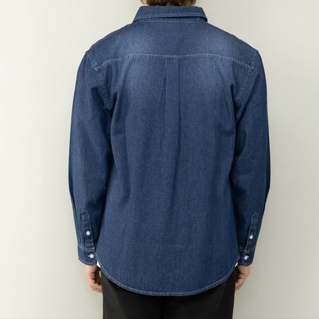 長袖デニムシャツ 6.5oz ユーズド加工【SD36812】