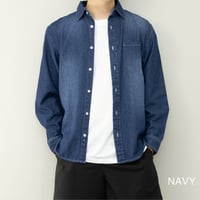 長袖デニムシャツ 6.5oz ユーズド加工【SD36812】