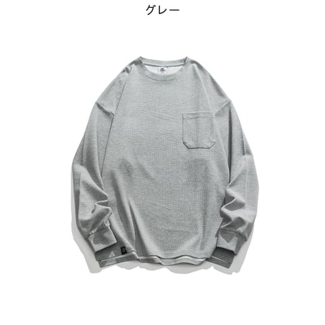 無地ポケット付き長袖シャツ P12573--088-SE-y