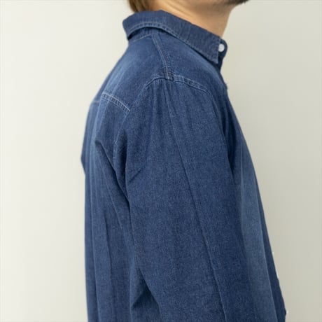 長袖デニムシャツ 6.5oz ユーズド加工【SD36812】