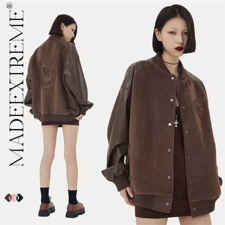英字柄バックプリント ジャケット ユニセックスP12527--0136-MA-S