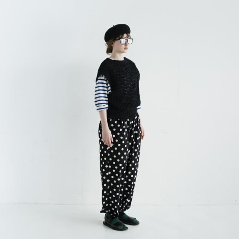 FrenchBull Cion  コットンワッフルショートベスト ブラック