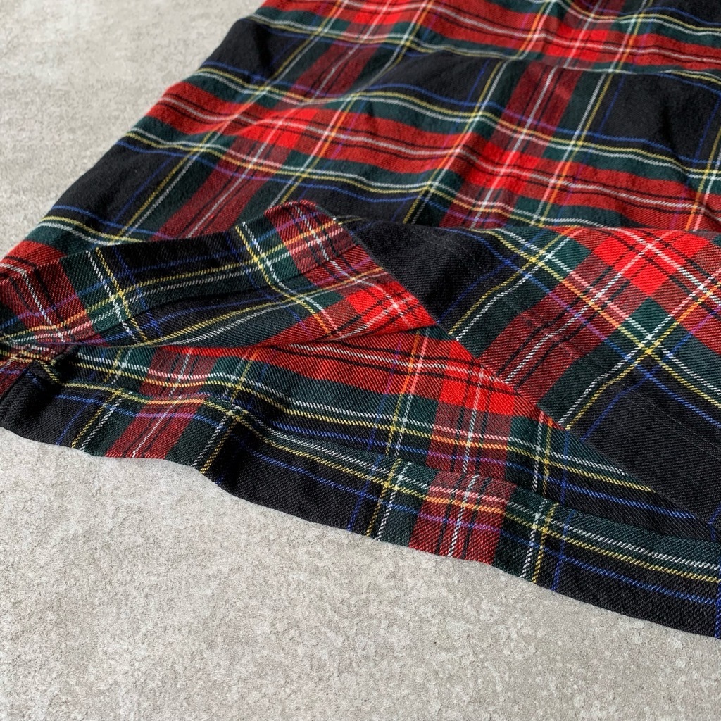 ichi Antiquites リネンウールタータンチェックワンピース (C/ブラック)