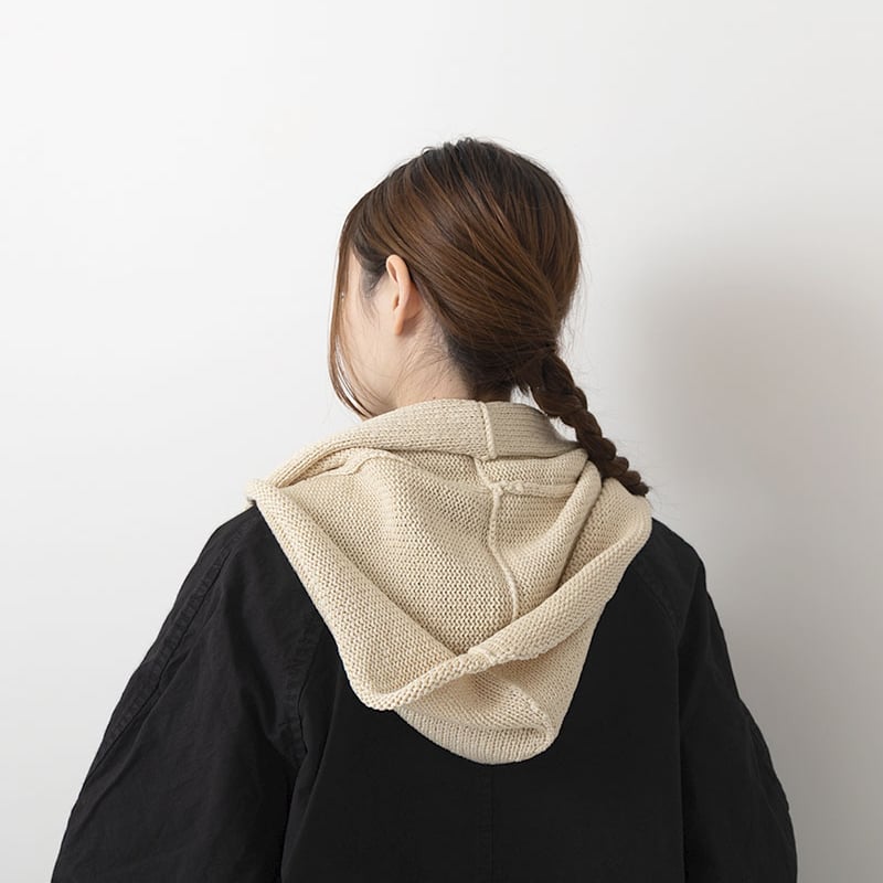 ヴェリテクール、コットンシルケットフードストール、ネイビー！