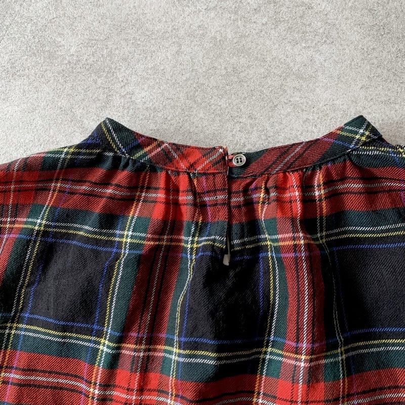 ichi Antiquites リネンウールタータンチェックワンピース (C