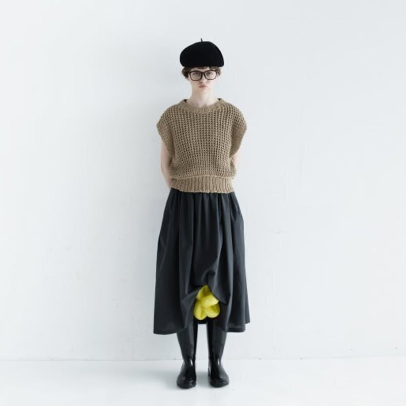 FrenchBull Cion  コットンワッフルショートベスト ブラック