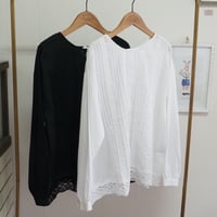 blue willow／前後2WAY レースピンタック 長袖ブラウス